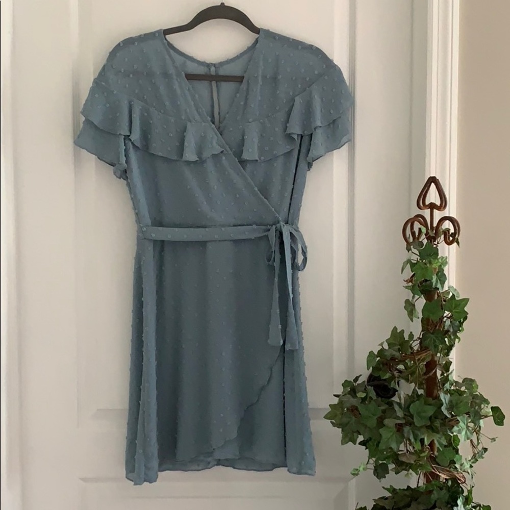 Pretty Faux Wrap Blue Dress (Juniors 11/12)